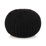 vidaXL Pouf Lavorato a Maglia in Cotone 50x35 cm Nero