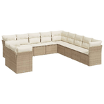 vidaXL Set Divani da Giardino 11 pz con Cuscini Beige in Polyrattan