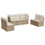 vidaXL Set Divani da Giardino 7 pz con Cuscini Beige in Polyrattan