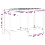 vidaXL Tavolo da Giardino Bianco 159,5x82,5x110 cm Legno Massello Pino