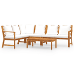 vidaXL Set Divani da Giardino 5 pz con Cuscini Crema in Legno Acacia