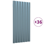 vidaXL Pannelli Tetto 36pz Acciaio Verniciato a Polvere Grigio 80x36cm