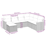 vidaXL Set Divani da Giardino con Cuscini 7pz Nero Polyrattan