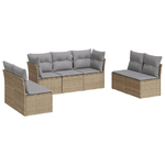 vidaXL Set Divani da Giardino 7 pz con Cuscini Beige in Polyrattan