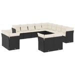 vidaXL Set Divani da Giardino 13pz con Cuscini Nero in Polyrattan