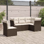 vidaXL Set Divano da Giardino 5 pz con Cuscini Marrone in Polyrattan