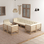 vidaXL Set Divani da Giardino 9 pz con Cuscini Legno Massello di Pino