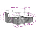 vidaXL Set Divano da Giardino 5 pz con Cuscini Grigio in Polyrattan