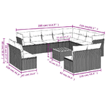 vidaXL Set Divani da Giardino 13 pz con Cuscini Grigio in Polyrattan