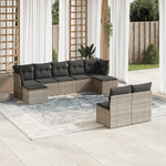 vidaXL Set Divano da Giardino 9 pz con Cuscini Grigio in Polyrattan