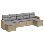 vidaXL Set Divani da Giardino 7 pz con Cuscini Beige in Polyrattan