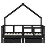 vidaXL Giroletto Bambini con Cassetti Nero 70x140cm Massello di Pino