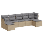 vidaXL Set Divani da Giardino 7 pz con Cuscini Beige in Polyrattan