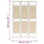 vidaXL Divisorio a 3 Pannelli Crema 105x165 cm in Tessuto