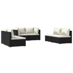 Set Divani da Giardino 6 pz con Cuscini in Polyrattan Nero