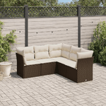 vidaXL Set Divano da Giardino 5 pz con Cuscini Marrone in Polyrattan