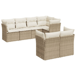 vidaXL Set Divani da Giardino 7 pz con Cuscini Beige in Polyrattan