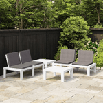 vidaXL Set Divani da Giardino con Cuscini 4 pz in Plastica Bianco