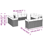 vidaXL Set Divani da Giardino 12 pz con Cuscini Nero in Polyrattan