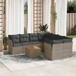 vidaXL Set Divano da Giardino 9 pz con Cuscini Grigio in Polyrattan