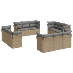 vidaXL Set Divani da Giardino 12 pz con Cuscini Beige in Polyrattan