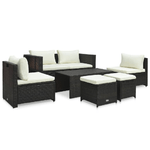 vidaXL Set Divani da Giardino 6 pz con Cuscini in Polyrattan Marrone