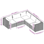 Set Divani da Giardino con Cuscini 5 pz in Polyrattan Grigio