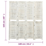 vidaXL Divisorio a 4 Pannelli Bianco Antico 140x165 cm in Legno