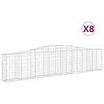 vidaXL Cesti Gabbioni ad Arco 8 pz 400x30x80/100 cm Ferro Zincato