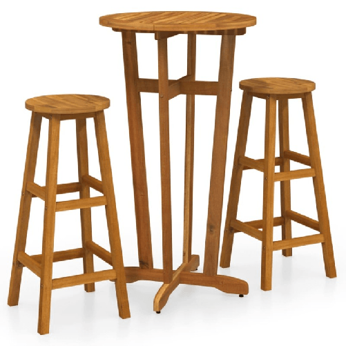 vidaXL Set da Bar 3 pz in Legno Massello di Acacia