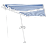 vidaXL Tenda Automatica con Sensore Vento e LED 400x350 cm Blu Bianca