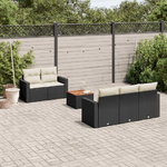 vidaXL Set Divano da Giardino 6 pz con Cuscini Nero in Polyrattan