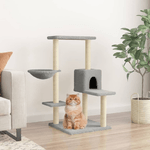 vidaXL Albero per Gatti con Tiragraffi in Sisal Grigio Chiaro 95 cm