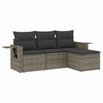 vidaXL Set Divani da Giardino 4 pz con Cuscini in Polyrattan Grigio