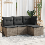 vidaXL Set Divani da Giardino 4 pz con Cuscini in Polyrattan Grigio