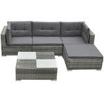 Set Divani da Giardino 5 pz con Cuscini in Polyrattan Grigio