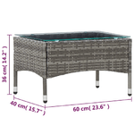 vidaXL Tavolino da Caffè Grigio 60x40x36 cm in Polyrattan