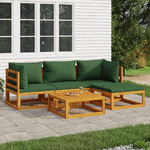 vidaXL Set Salotto da Giardino 5pz con Cuscini Verdi Legno Massello