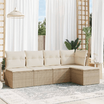 vidaXL Set Divano da Giardino 5 pz con Cuscini Beige in Polyrattan