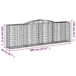 vidaXL Cesti Gabbioni ad Arco 6 pz 400x50x120/140 cm Ferro Zincato