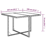 vidaXL Tavolo da Giardino Marrone 109x107x74 cm in Polyrattan e Vetro