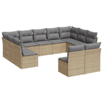 vidaXL Set Divani da Giardino 11 pz con Cuscini Beige in Polyrattan