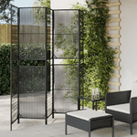 vidaXL Divisorio per Ambienti a 5 Pannelli Nero in Polyrattan