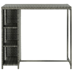 vidaXL Tavolo da Bar con Ripiani Grigio 120x60x110 cm in Polyrattan