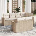 vidaXL Set Divani da Giardino 7 pz con Cuscini Beige in Polyrattan