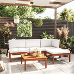 vidaXL Set Divani da Giardino 5 pz con Cuscini Crema Massello Acacia