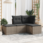 vidaXL Set Divani da Giardino 4 pz con Cuscini in Polyrattan Grigio