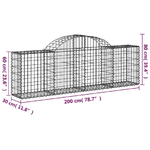 vidaXL Cesti Gabbioni ad Arco 8 pz 200x30x60/80 cm Ferro Zincato