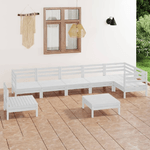 vidaXL Set Salotto da Giardino 8 pz in Legno Massello di Pino Bianco