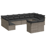 vidaXL Set Divani da Giardino 12 pz con Cuscini Grigio in Polyrattan